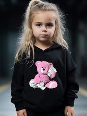 Sweet Bear Print 2pcs Girls Outfits for Sports Spring Fall Outdoor Gift