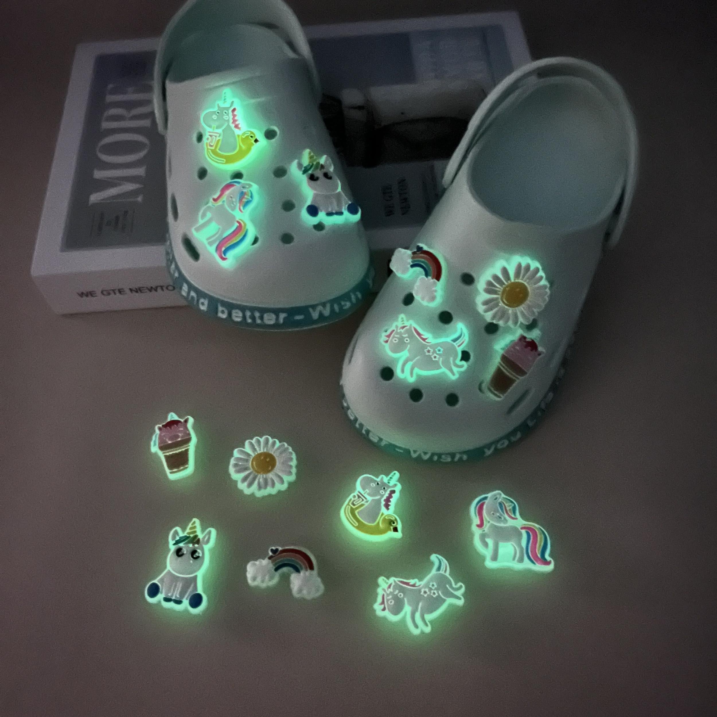 21pcs Luminous Rainbow & Unicorn Shoe Decoration Charms