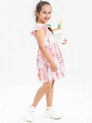 Girls Heart Graphic Ruffle Trim Sleeve Princess Dress