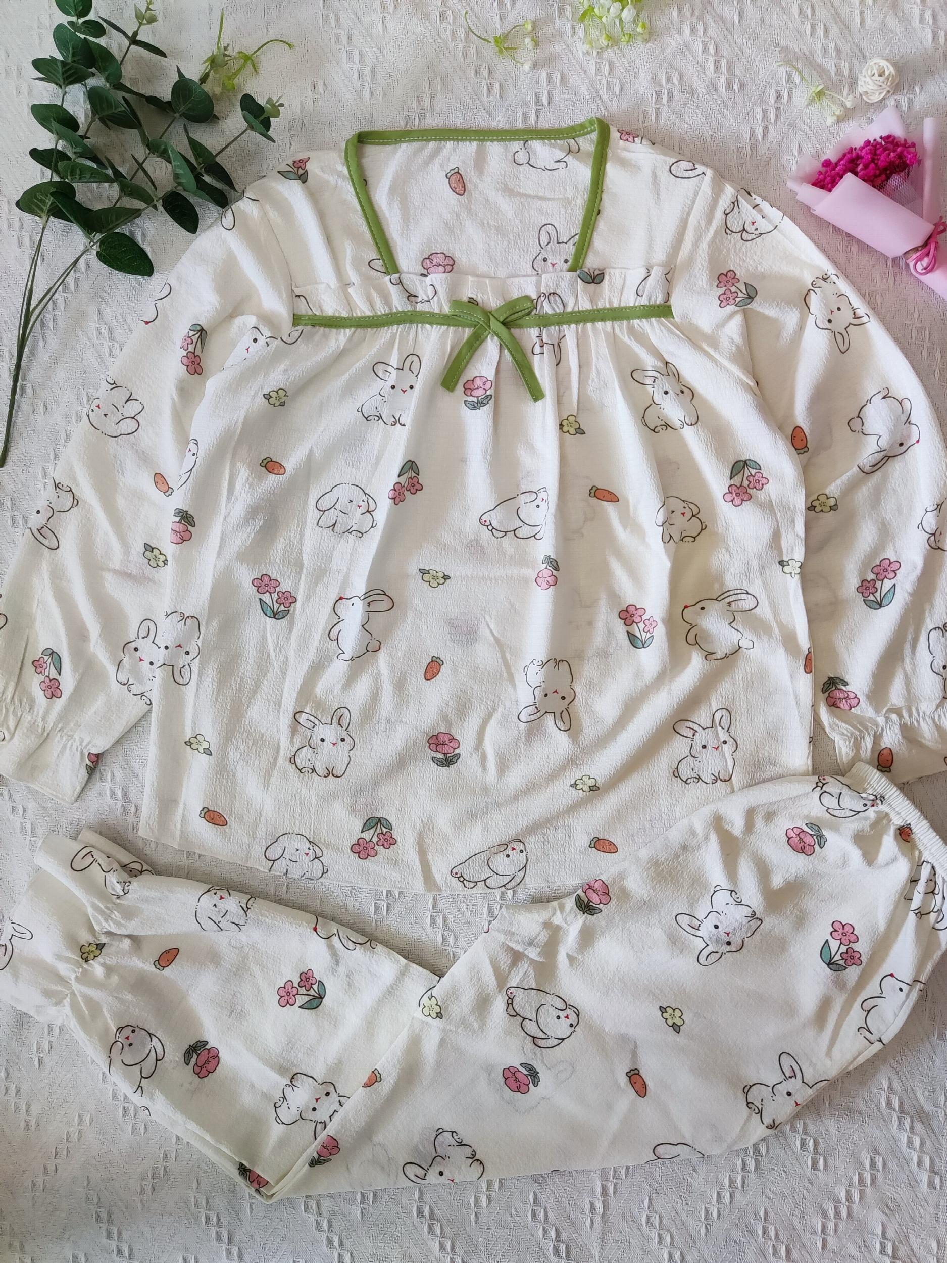 Rabbit Print Pajama Set Women's Sleepwear