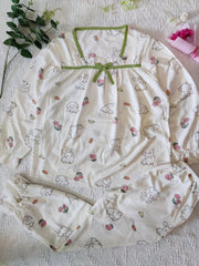 Rabbit Print Pajama Set Women's Sleepwear