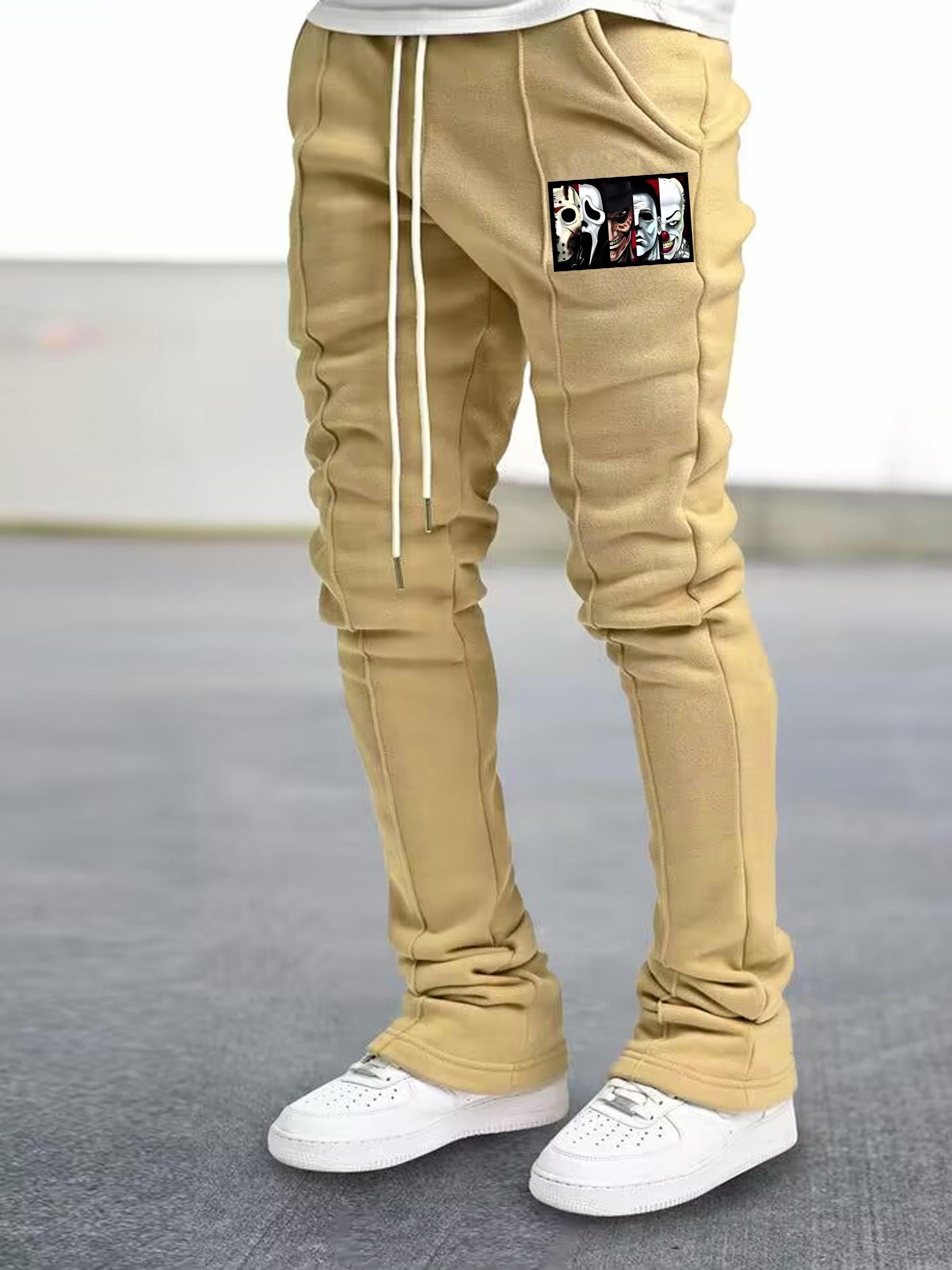 Men's Casual Sweatpants Graphic Pocket Flared Pants Hip-hop Trousers
