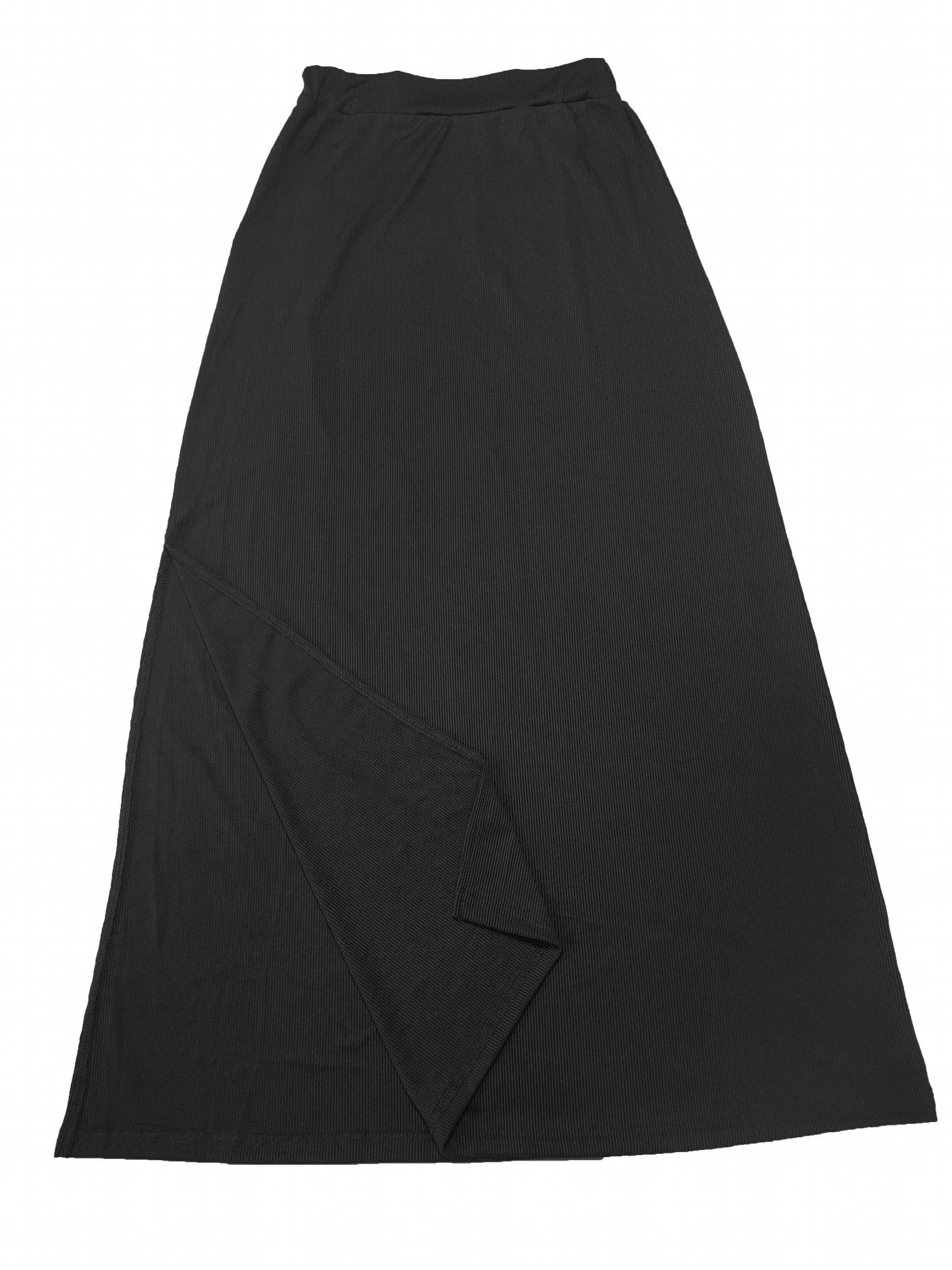 High Waist Solid Split Maxi Skirt for Women