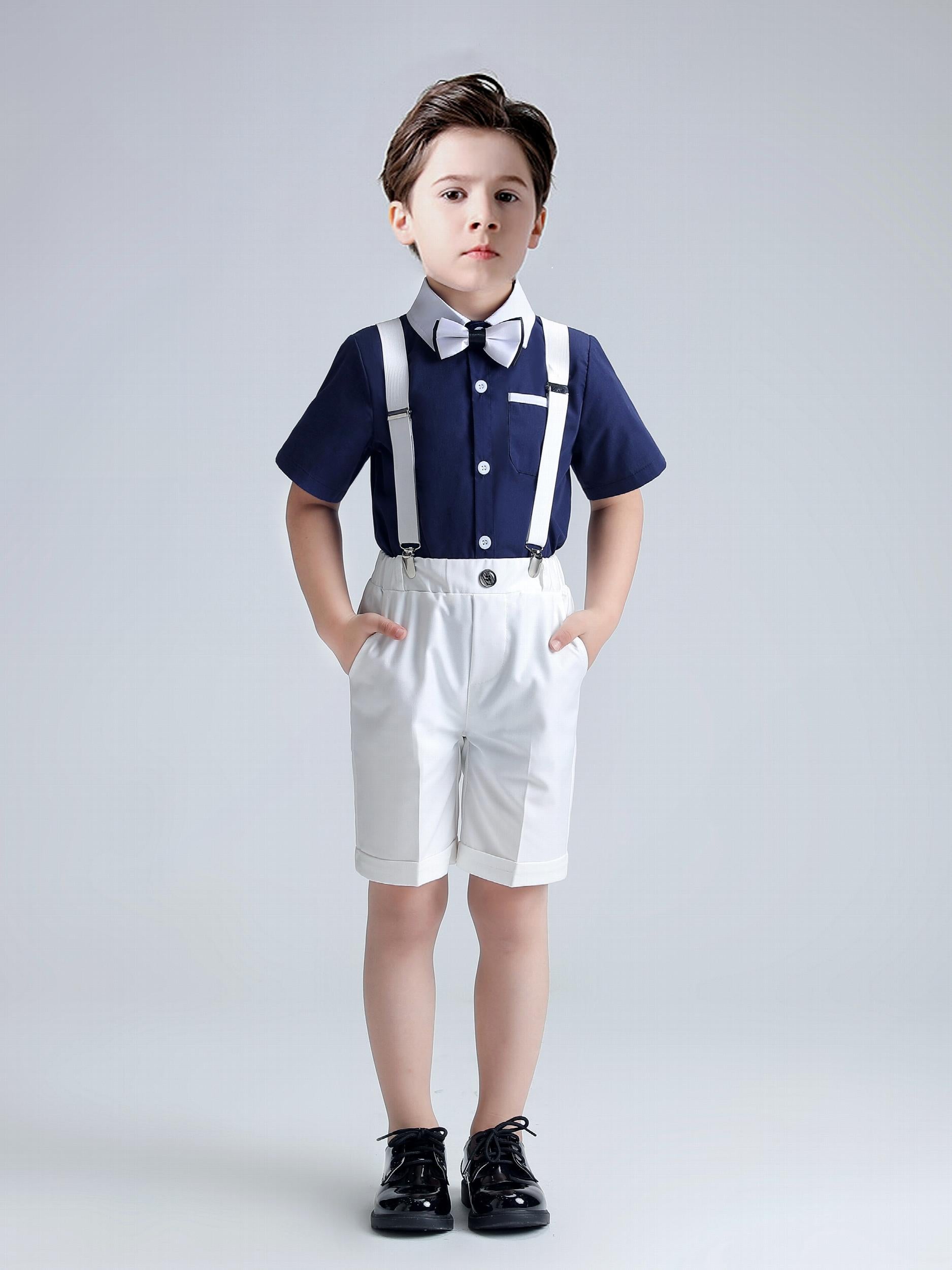 Summer Boy's Gentleman Style Suit Set with Bow Tie