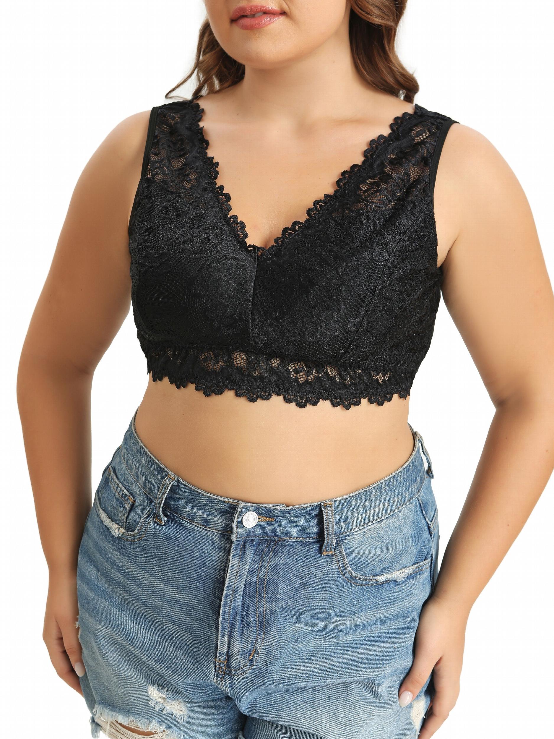 Floral Lace Wide Strap Hook & Eye Bralette