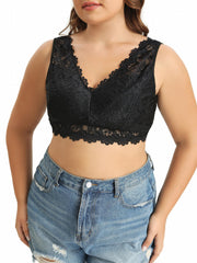 Floral Lace Wide Strap Hook & Eye Bralette