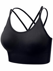 Breathable Push Up Sports Bra with Cross Shoulder Strap