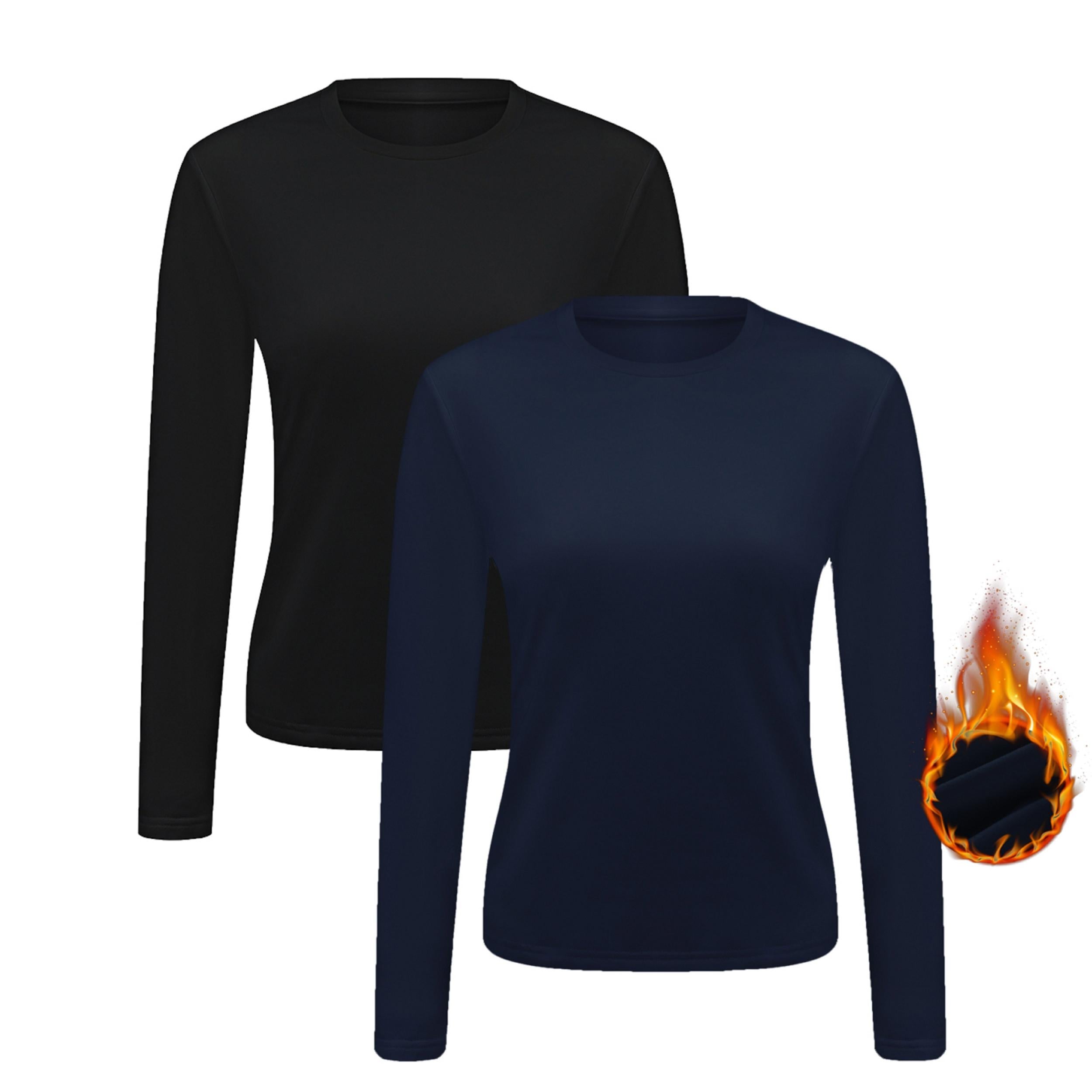 Solid Thermal Top Long Sleeve Round Neck Warm Comfortable Women's Clothing