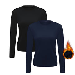 Solid Thermal Top Long Sleeve Round Neck Warm Comfortable Women's Clothing