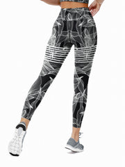 Personality Printed Sporty Yoga Pants High Waist Slim Fit Stretchy Yoga Leggings