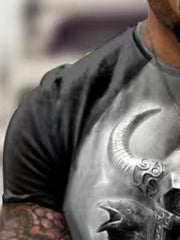 Men's Warrior Graphic T-Shirt Crew Neck Tee for Summer