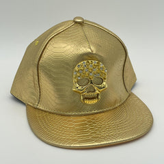 PU Leather Waterproof Snapback Hat Dollar Skull Decor Baseball Cap