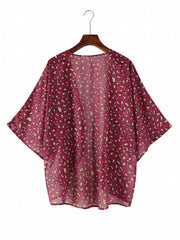 Leopard Print Beachwear Cardigan V Neck Cover Up Shirt