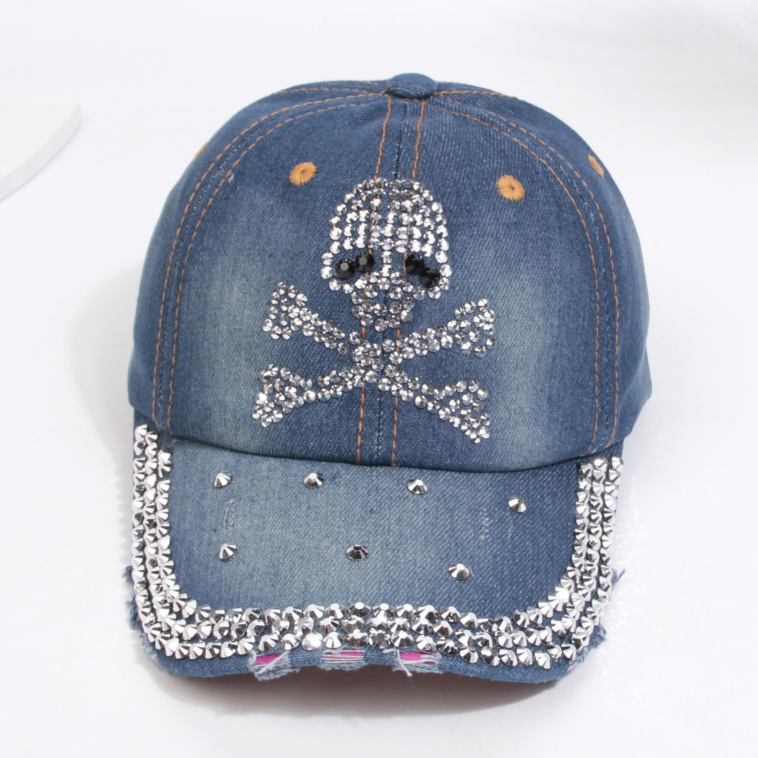 Rhinestone Baseball Cap Distressed Sports Hat Adjustable Lightweight Dad Hats