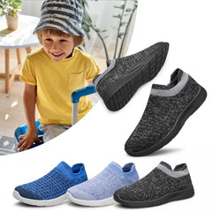 Boy's Woven Knit Slip On Sock Shoes Breathable Comfy Non Slip Casual Sneakers