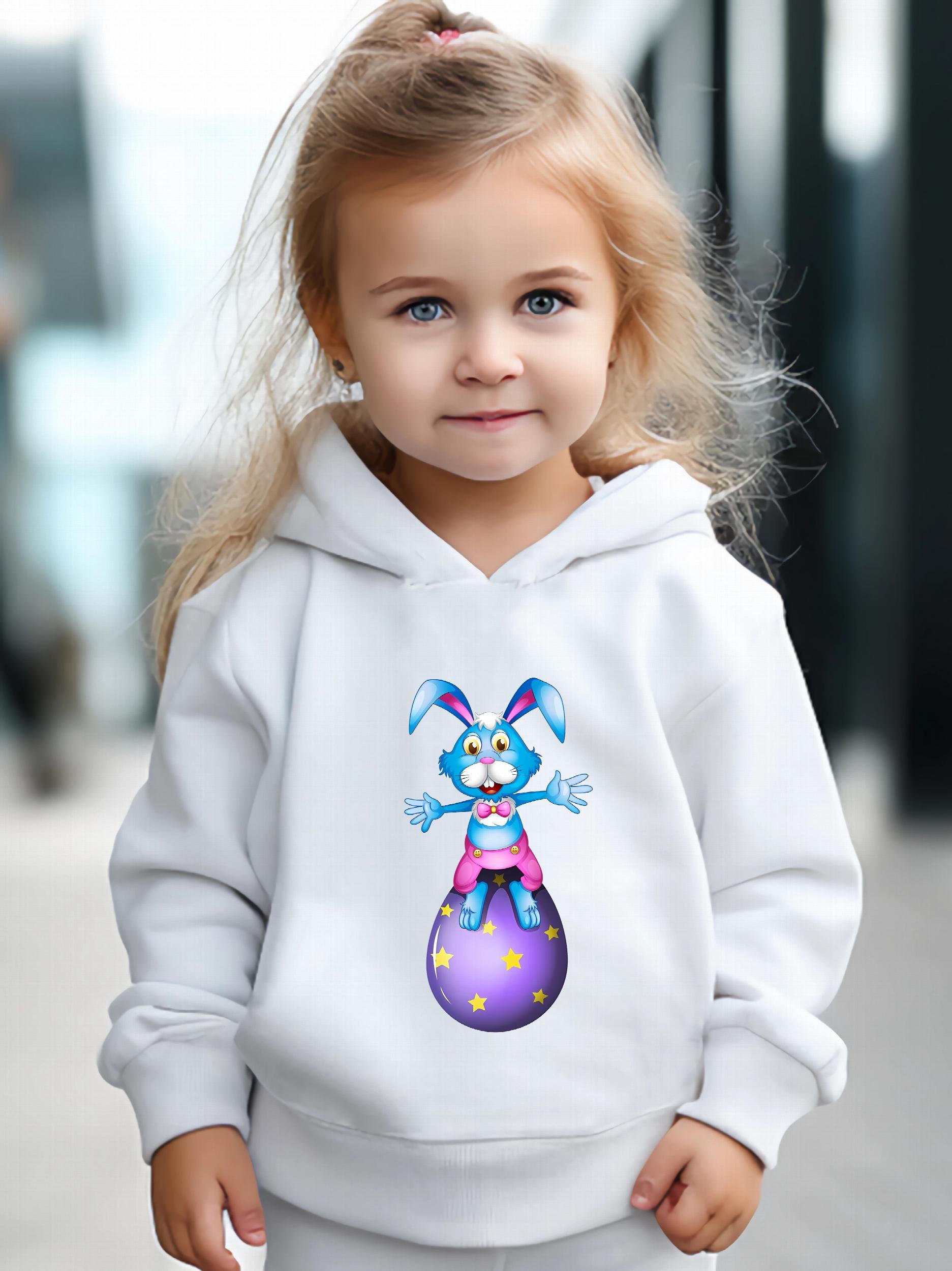 Girls 2pcs Cartoon Rabbit Hooded Sweatshirt & Sweatpants Set