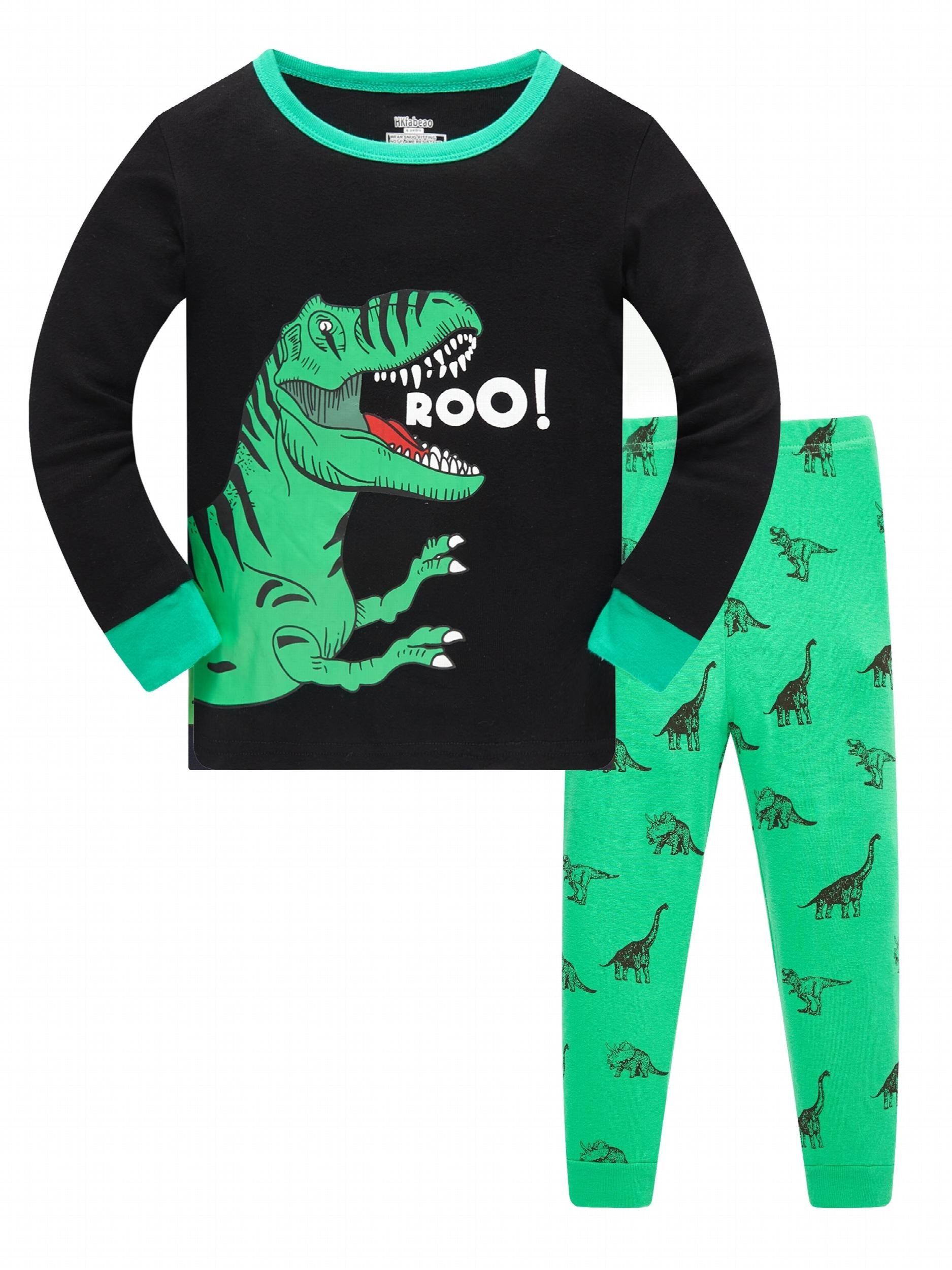 Boys Dinosaur Print Pajamas Set Cozy Long Sleeve Homewear