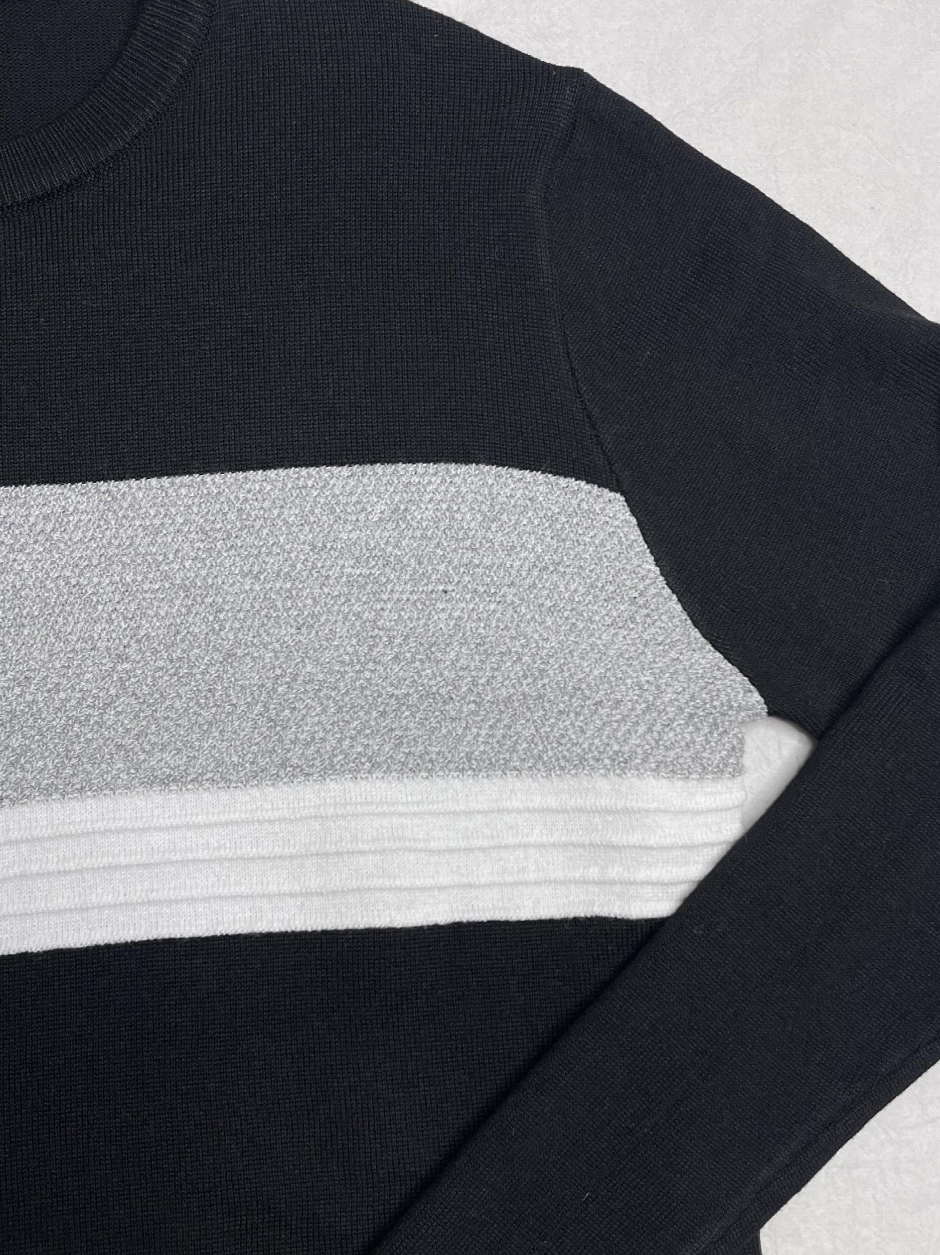 Knitted Block Crew Neck Sweater Men's Casual Warm Pullover