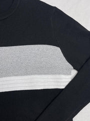 Knitted Block Crew Neck Sweater Men's Casual Warm Pullover