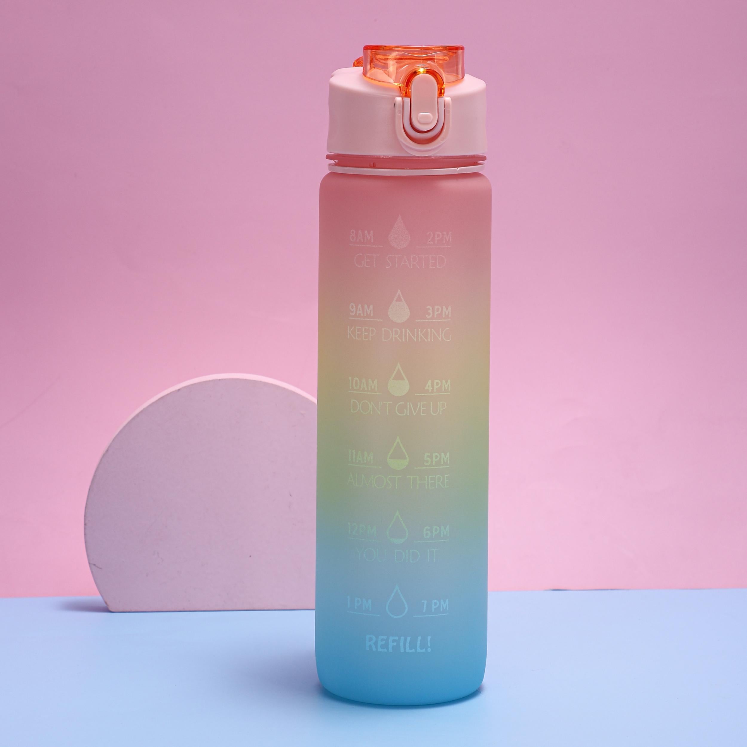 32 oz Rainbow Straw Cup with Time Mark, BPA-Free, Leak-proof
