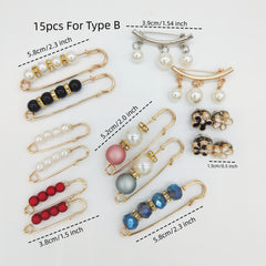 15pcs Brooch Pins Anti Exposure Safety Pins Ladies Clothing Accessories