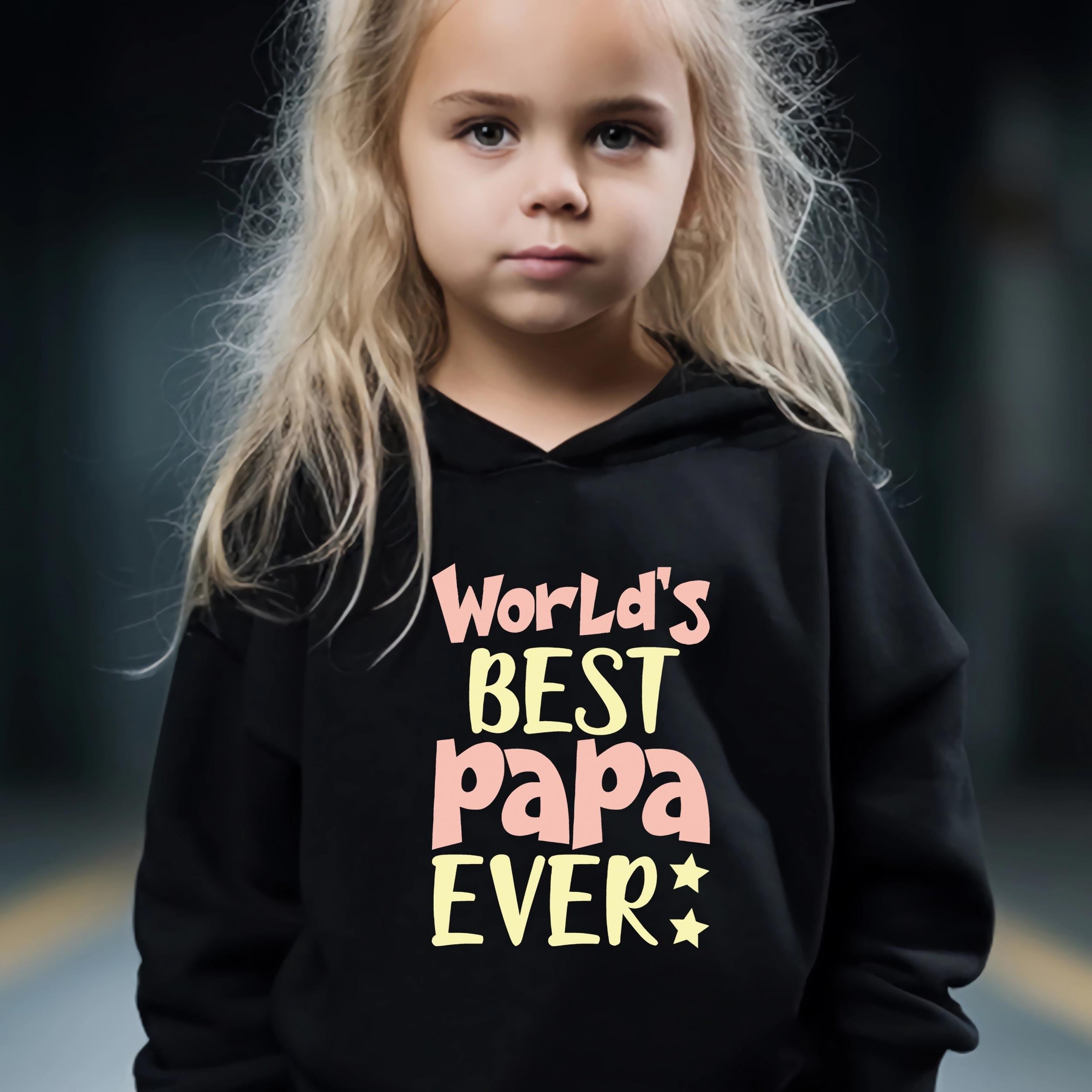 World's Papa Pattern Long Sleeve Hooded Sweatshirt Girls Comfy Hoodies Pullover