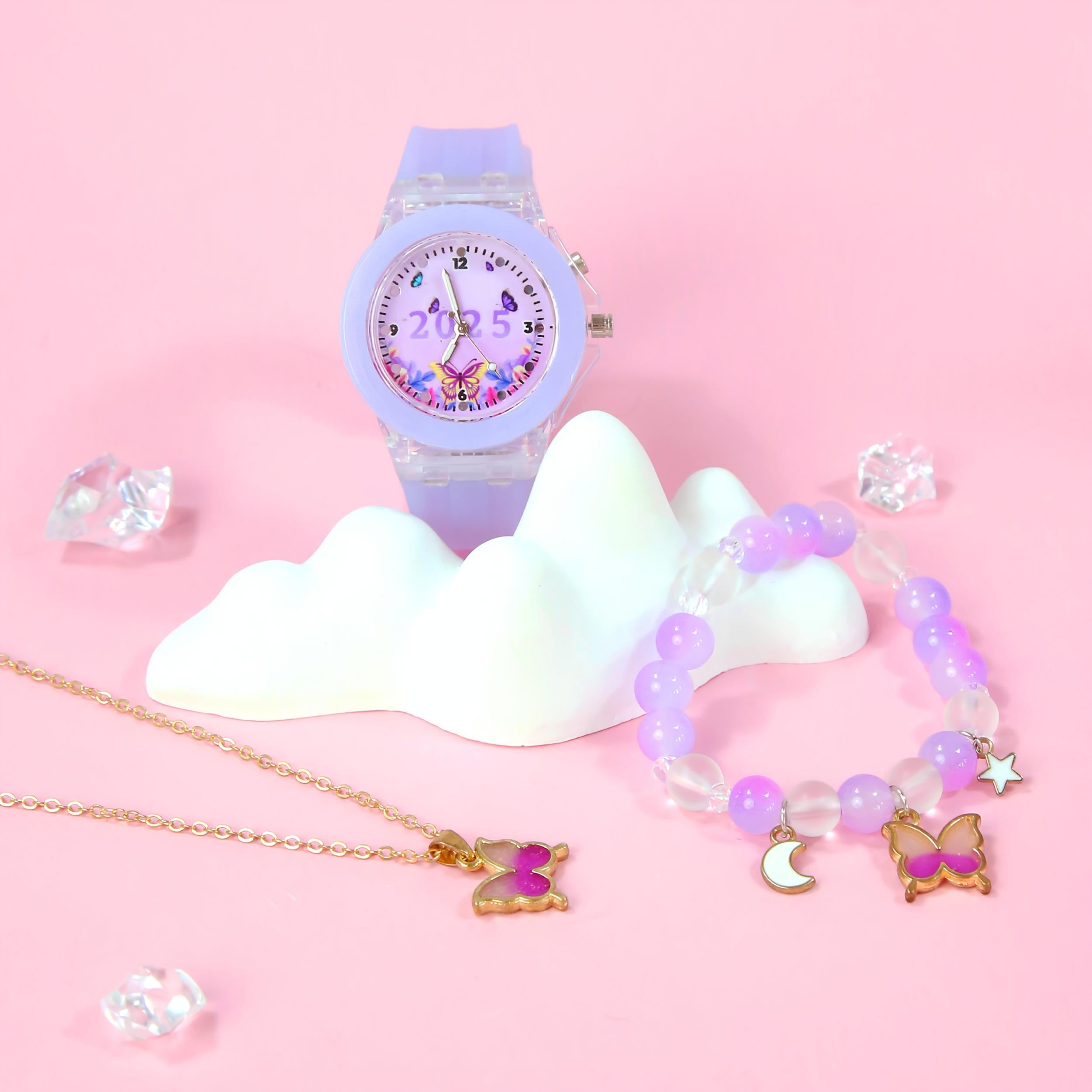 3pcs Girls' Quartz Watch Bracelet Set European Style LED Glow in the Dark