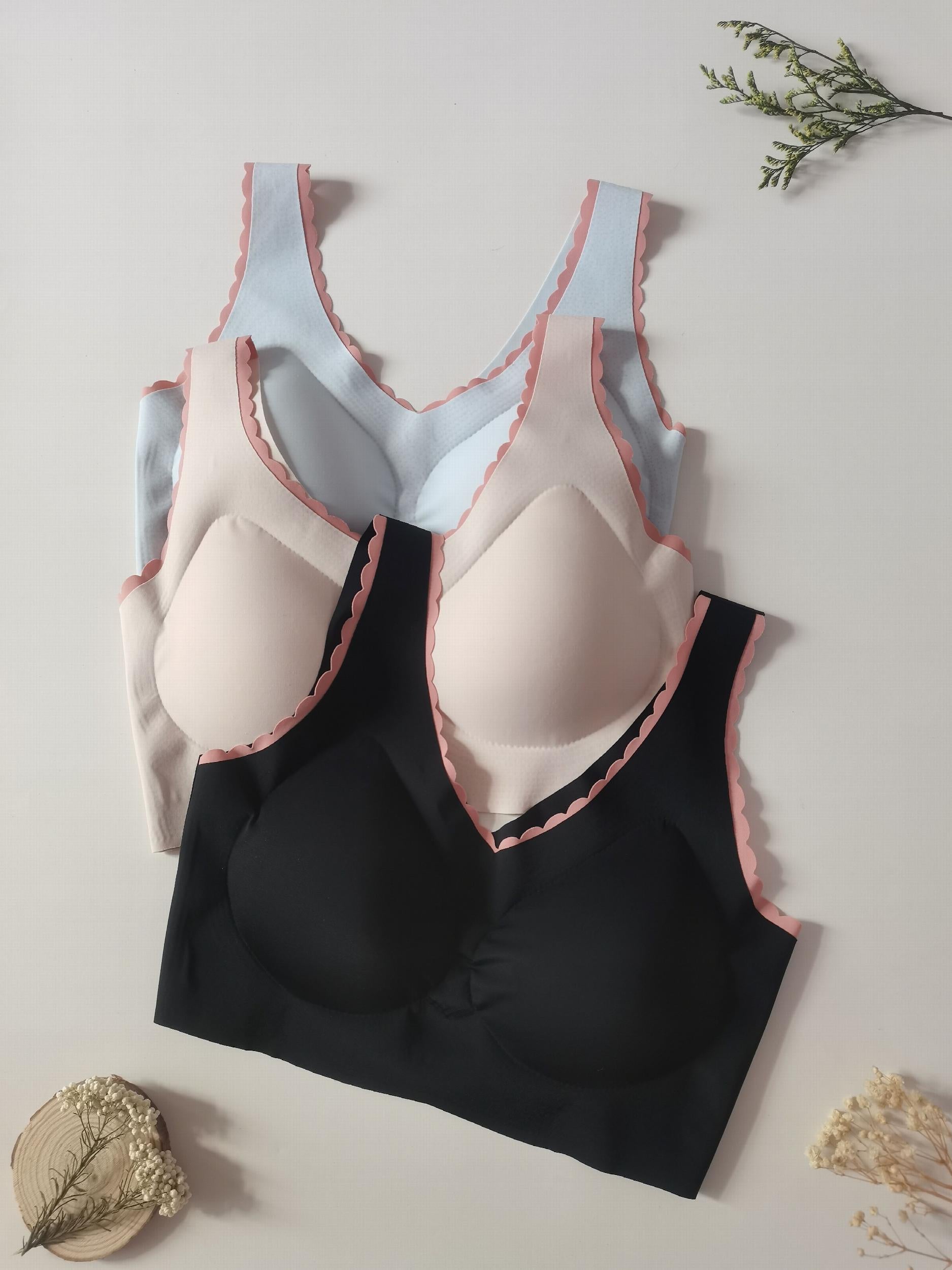 3pcs Colorblock Wireless Bras Women's Lingerie