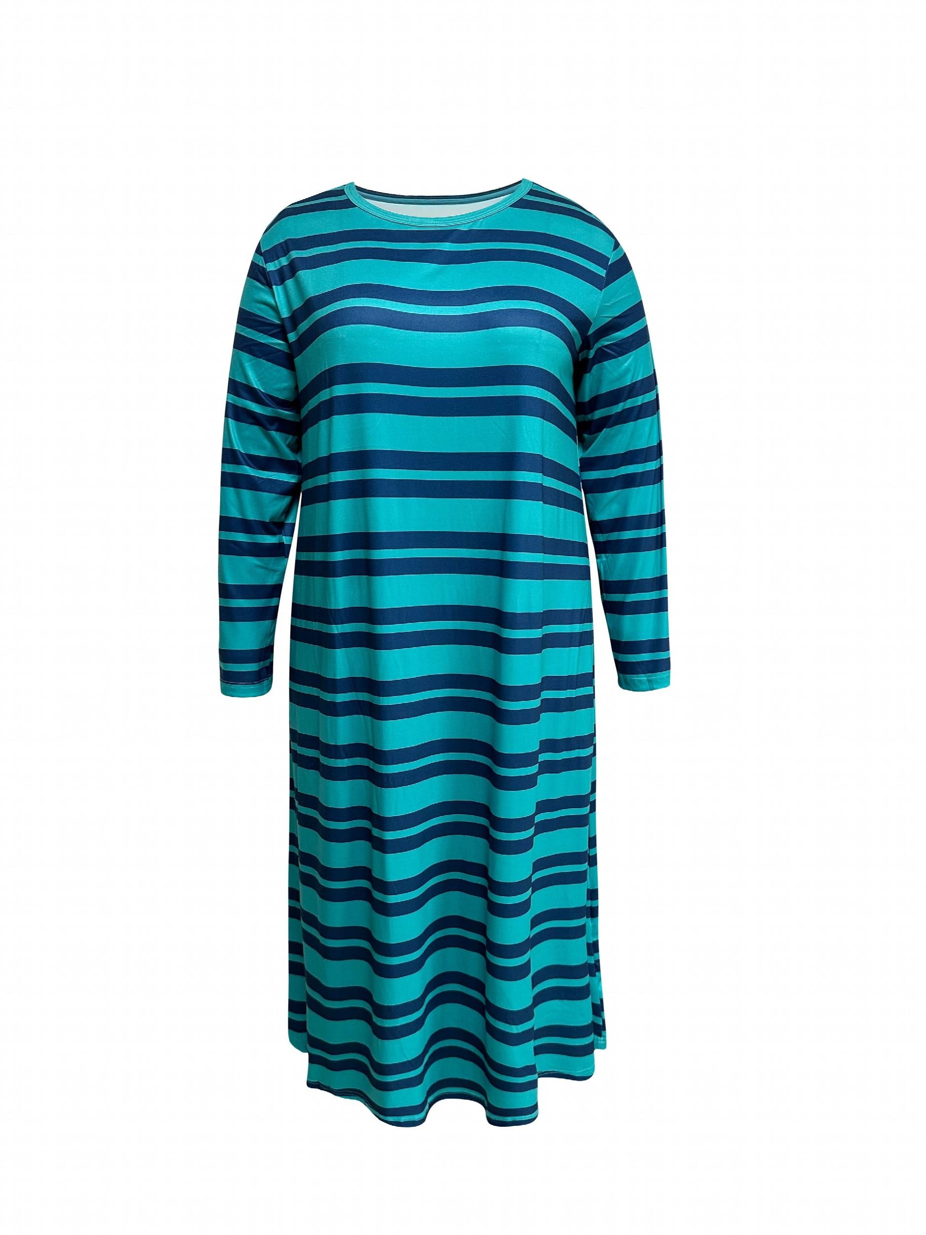 Striped Long Sleeve Lounge Dress