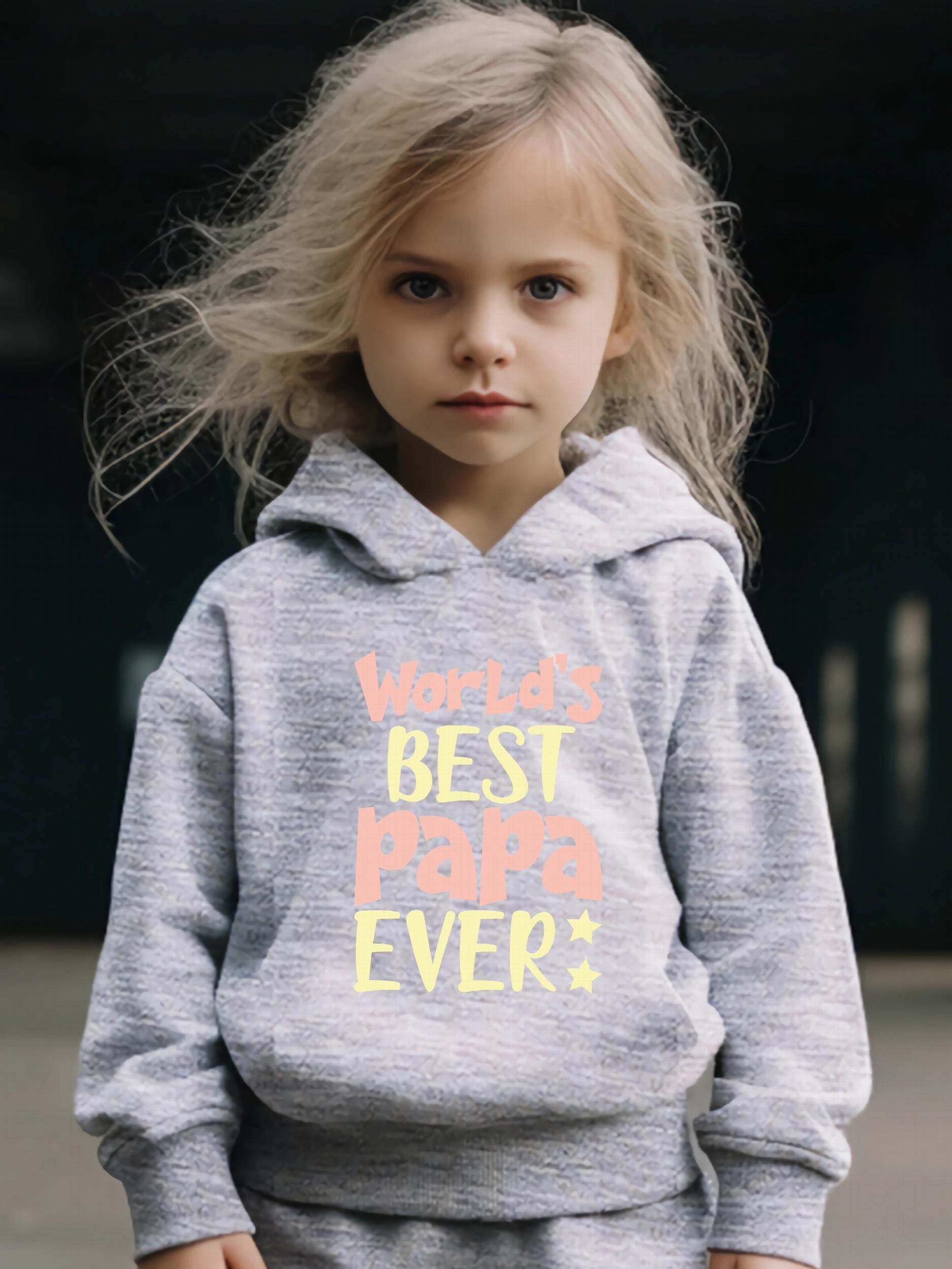 World's Papa Pattern Long Sleeve Hooded Sweatshirt Girls Comfy Hoodies Pullover