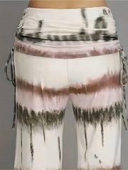 Tie Dye Foldover Waist Flared Leg Pants