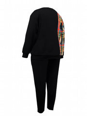 Women's Plus Colorblock Plaid Print Sweatshirt & SweatPants Set