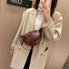 Women's PU Leather Crossbody Bag Chain Shoulder Travel Handbag