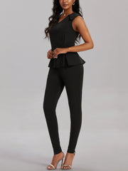 Slim V Neck Jumpsuit Sleeveless Workwear