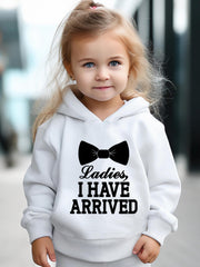Girls 2pcs Cartoon Bow Tie Pattern Hooded Sweatshirt & Sweatpants Set