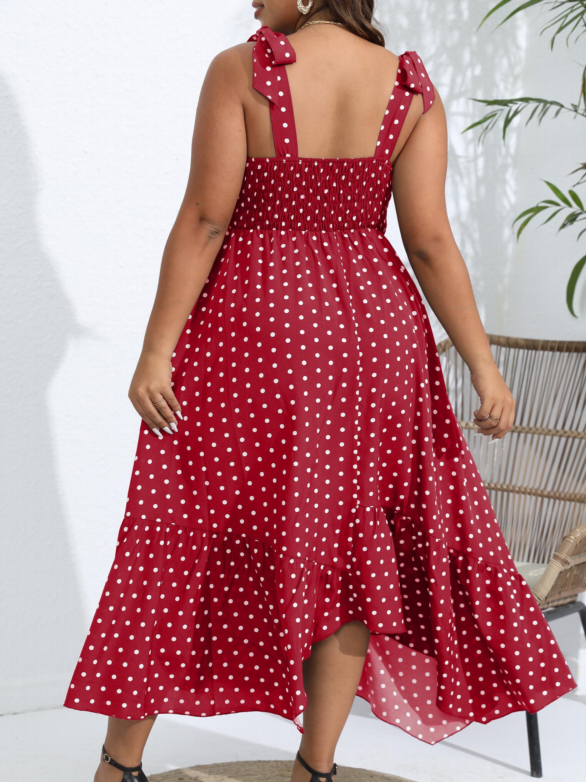 Polka Dots Tie Shoulder Maxi Dress