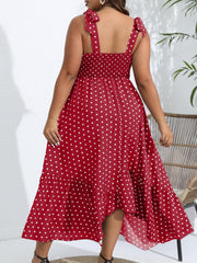 Polka Dots Tie Shoulder Maxi Dress