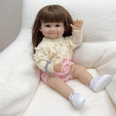 Realistic Silicone Vinyl Reborn Doll with Pink Knitted Outfit