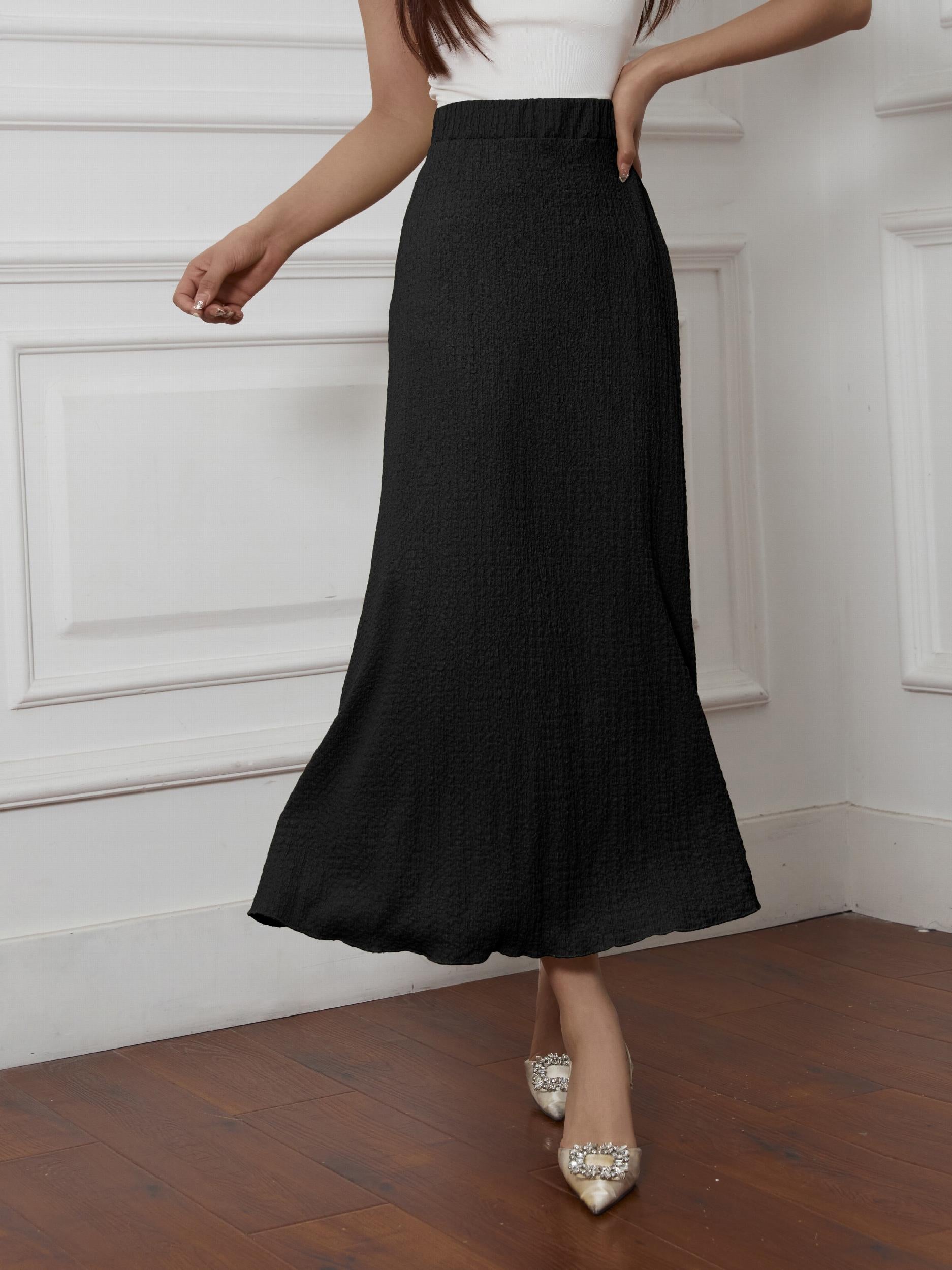 High Waist Textured Bodycon Skirt for Women