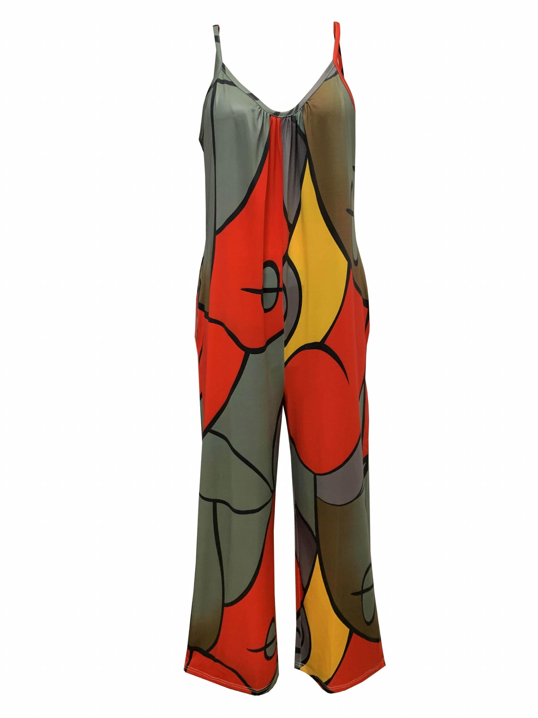 Abstract Print Sleeveless Jumpsuit