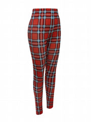Plaid Print Block Yoga Pants High Stretch Leggings