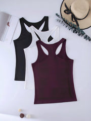 3 Pack Women's Crew Neck Tank Tops Sleeveless Summer Casual Solid