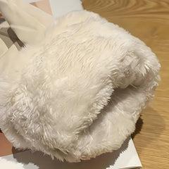 1pair Bear Label Warm Gloves