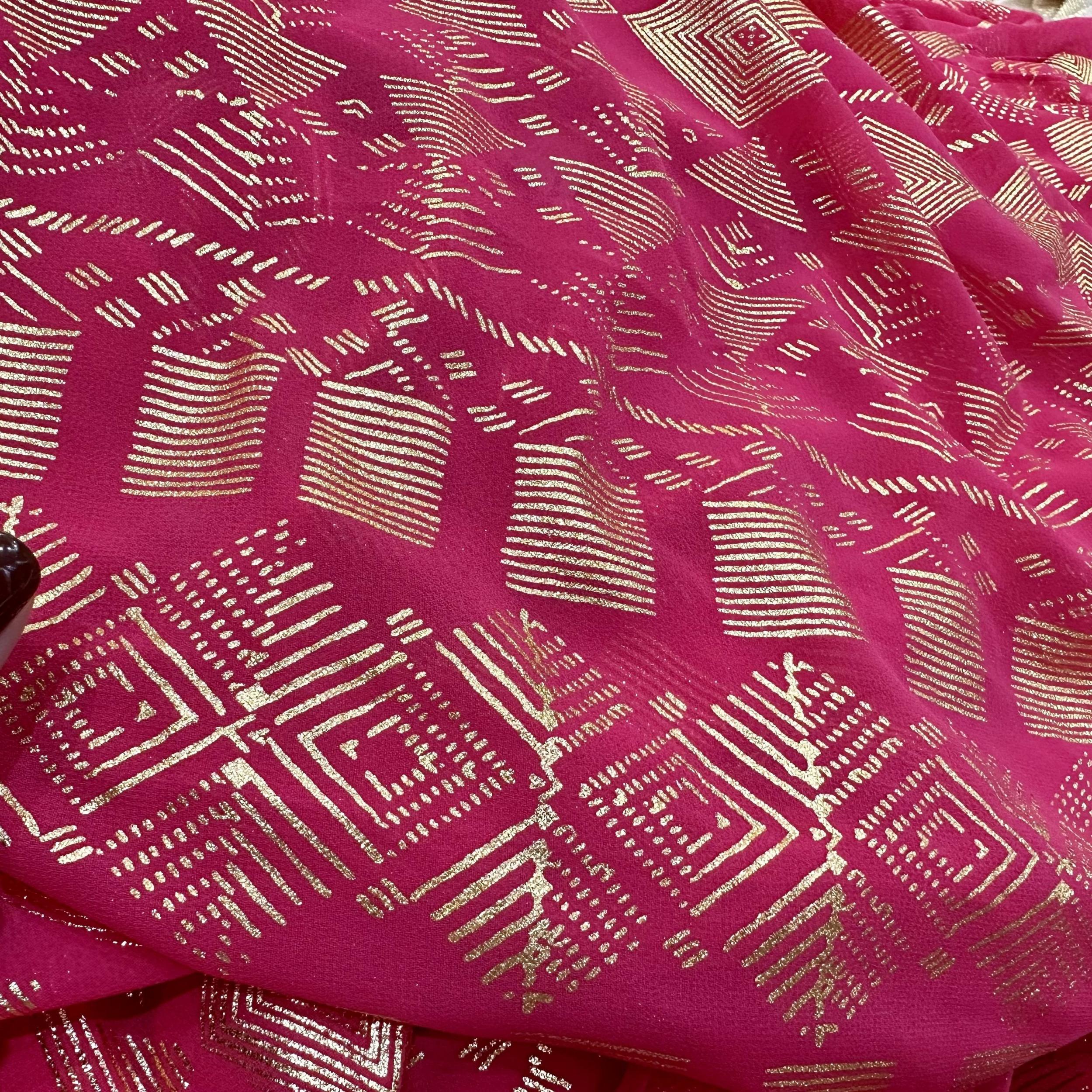 Rose Red Chiffon Hijab Hot Stamping Oversized Scarf