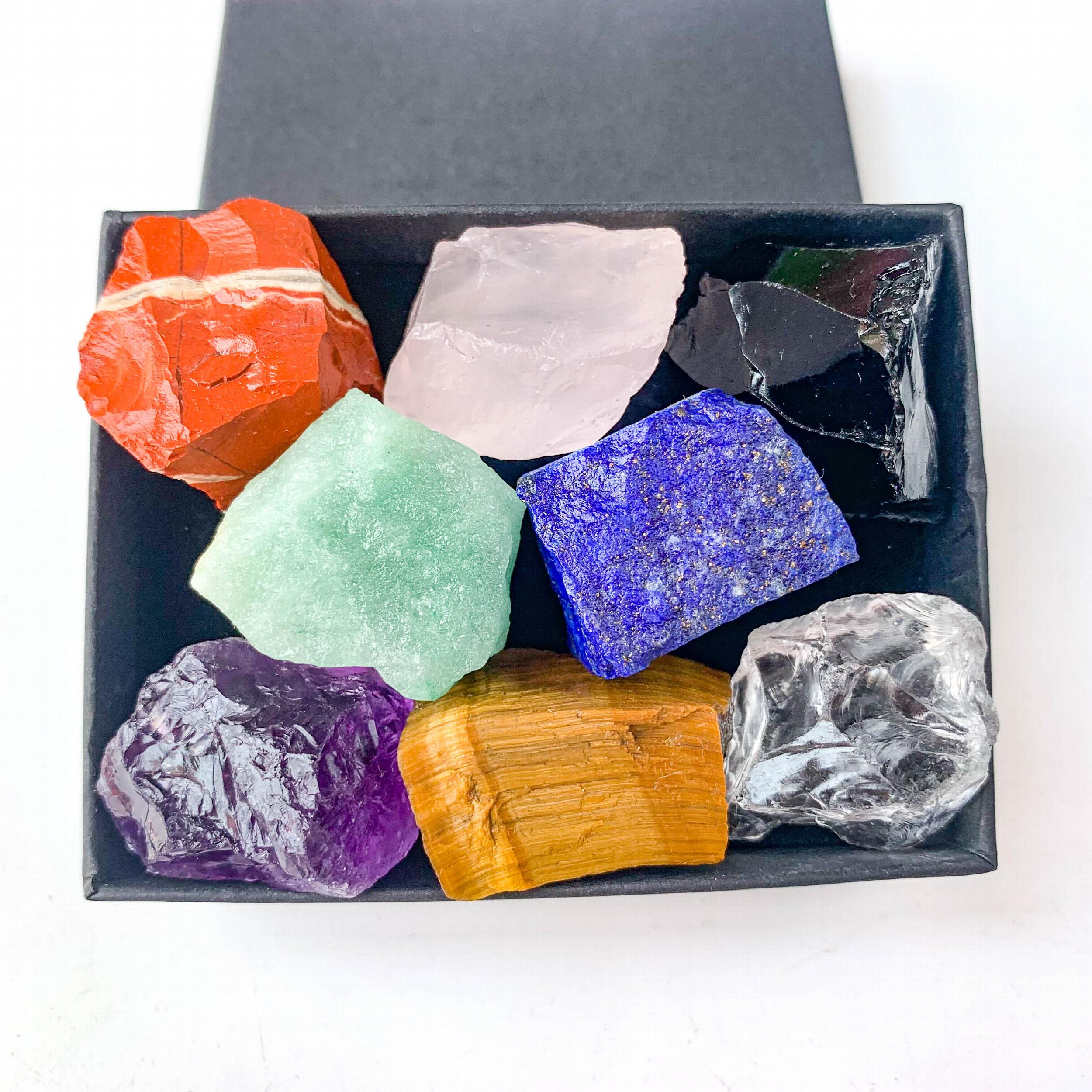 8pcs Large Rare Crystals Chakra Healing Stones Gem Collection Gift Box