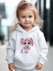 Anime Pattern Long Sleeve Hooded Sweatshirt Girls Comfy Hoodies Pullover