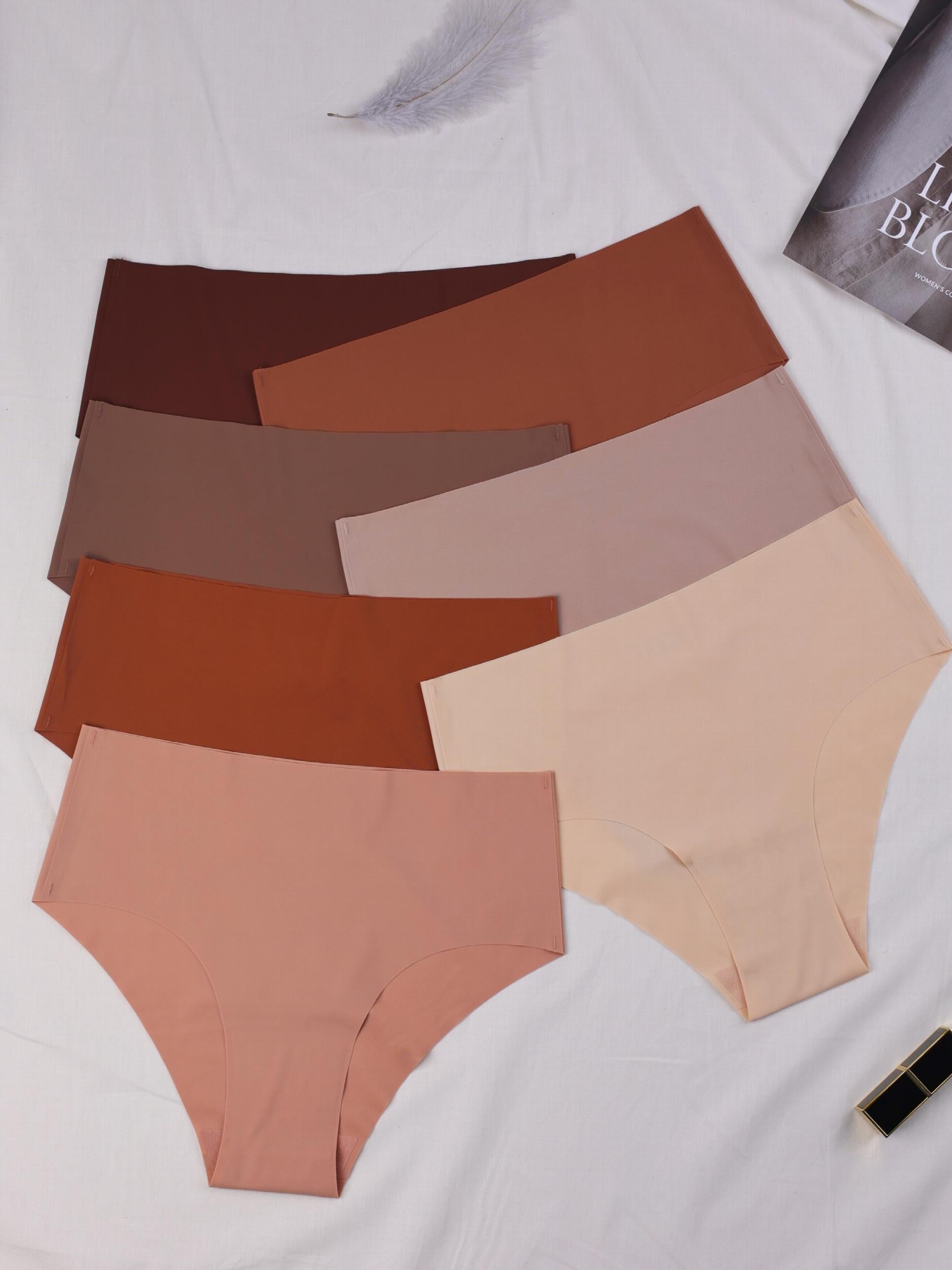 7pcs Seamless Solid Briefs Stretchy Comfy Panties Women's Lingerie