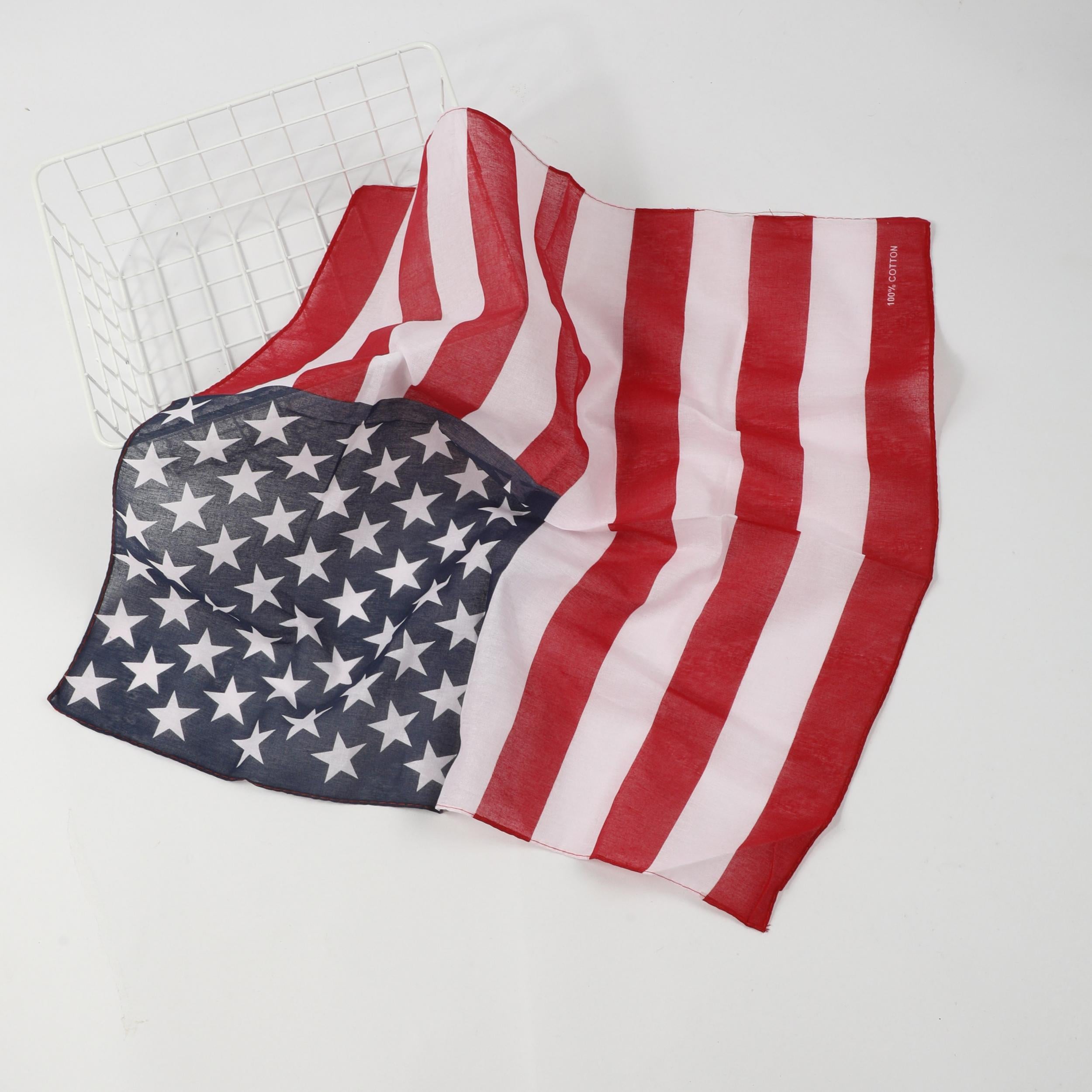 American Flag Print Bandana Hip Hop Square Scarf Cotton Unisex Head Wrap