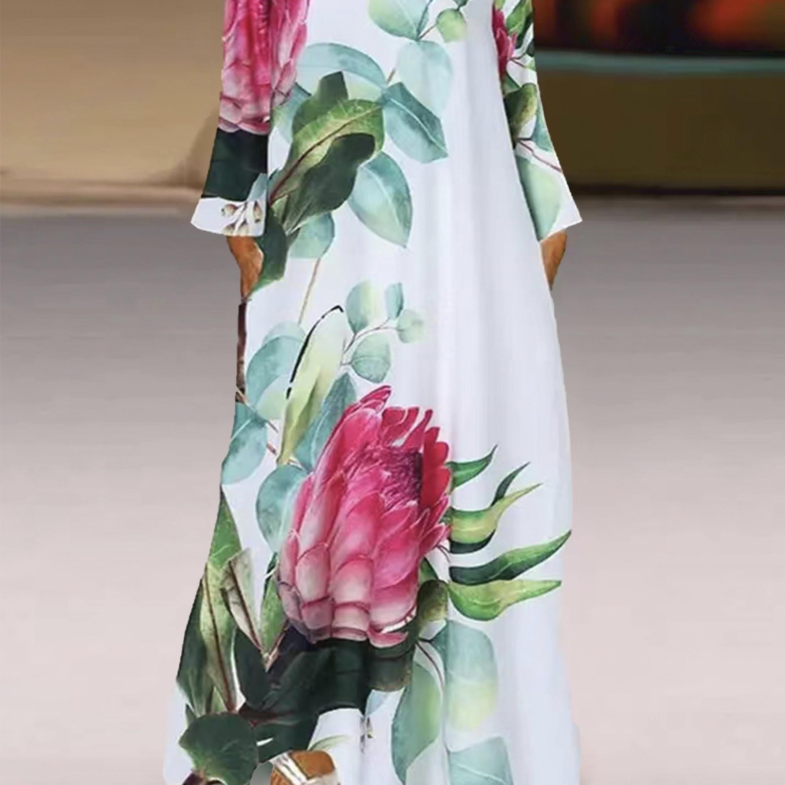 Floral V Neck Maxi Dress Plus Size