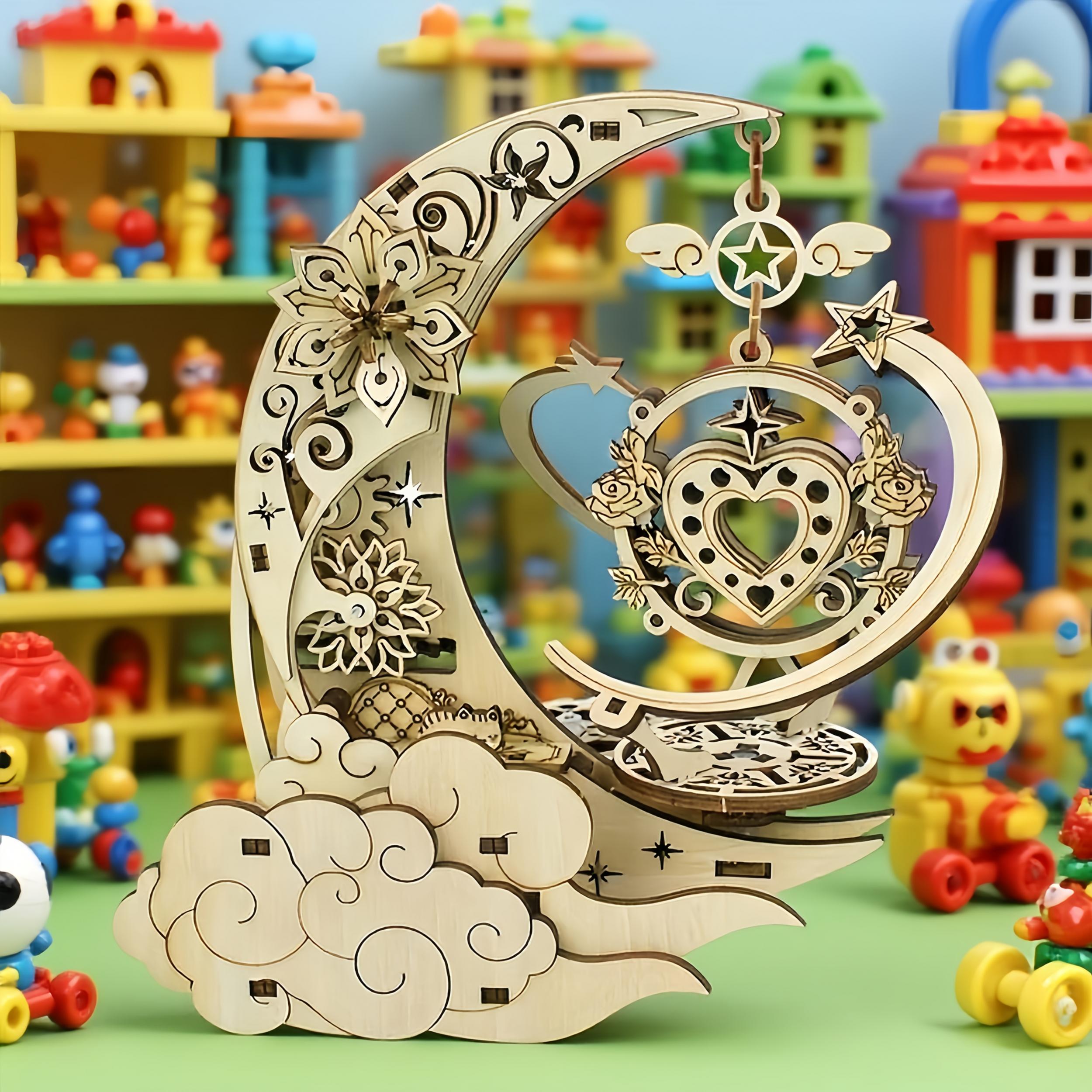 3D Wooden Puzzle Midsummer Night Star Golden Moon & Stars Mechanism